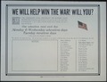 "We will help win the war^ Will You...", ca. 1917 - ca. 1919 - NARA - 512683.tif