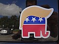 (Trump 2012) Republican logo on a car at Costco. The “Republican Elephant” made its debut 20 years later in the November 7, 1874 edition of Harper's Weekly and was the creation of Thomas Nast.jpg