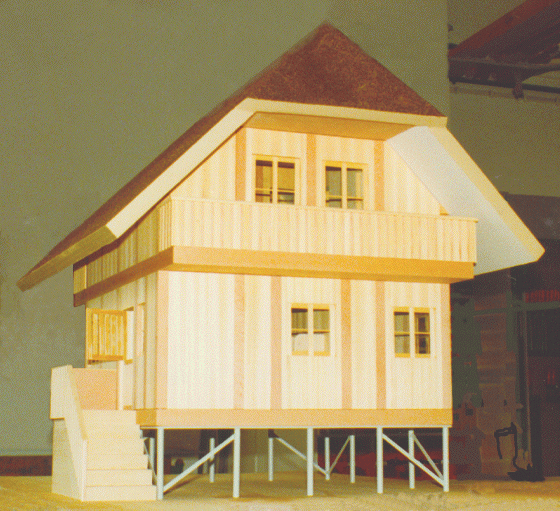 Rustikales Single-Haus mit innovativem Bausystem, Modell, Nordseite
